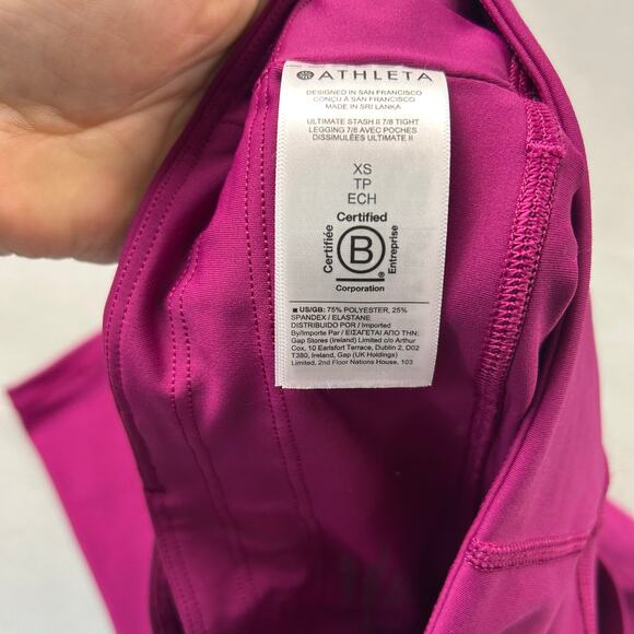 Athleta Leggings Ultimate Stash II Pocket 7/8 Tight Women's XS Magenta Workout - Picture 8 of 9